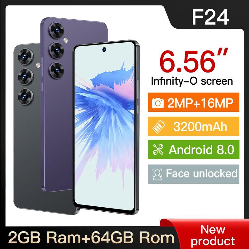 6.56 Inch HD Large Screen Smartphone (1 Count), 2G + 64G Large RAM Phone with 3200mAh Battery, Rechargeable Mobile Phone Support Face Recognition