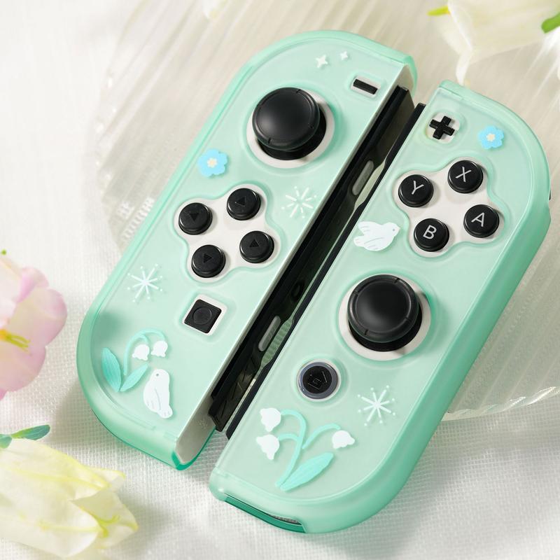 GeekShare Protective Case for NS & Switch OLED, Hard PC Dockable Protective Shell Slim Cover Case Compatible with Nintendo Switch OLED and Joy Con - Lily of The Valley