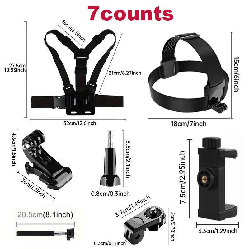 Action Camera Chest Strap Kit, Multifunctional Phone Clip Mount, Outdoor Shooting Accessories, Action Camera Accessories for Gopro Phone Osmo Action, Smartphone Accessories