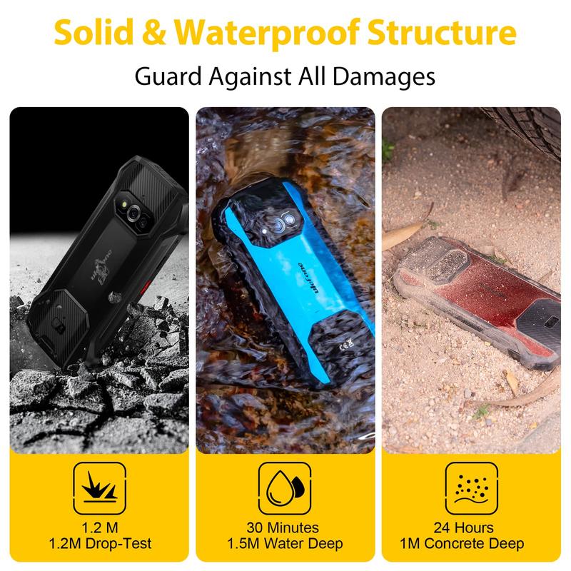 Ulefone Armor 15 4G Rugged Phone，Built-in TWS Earbuds , 5.45-in HD+,11GB(6GB RAM+5GB Virtual RAM) +128GB ROM, 6600mAh Battery, 16MP+12MP+13MP Camera, Dual Loud Speakers ,Android 12,IP68 IP69K Waterproof，Fingerprint ID Octa-core GPS NFC,BlackSmartphone