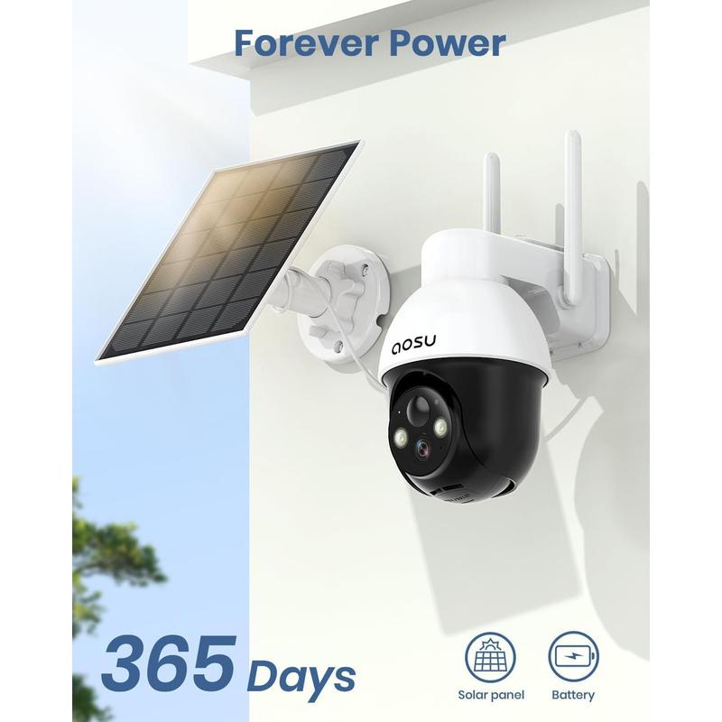 2K Solar Security Cameras Wireless WiFi,  360° View Outdoor Camera with Smart Siren Spotlights, 2-Way Audio, Color Night Vision, Home Surveillance Camera