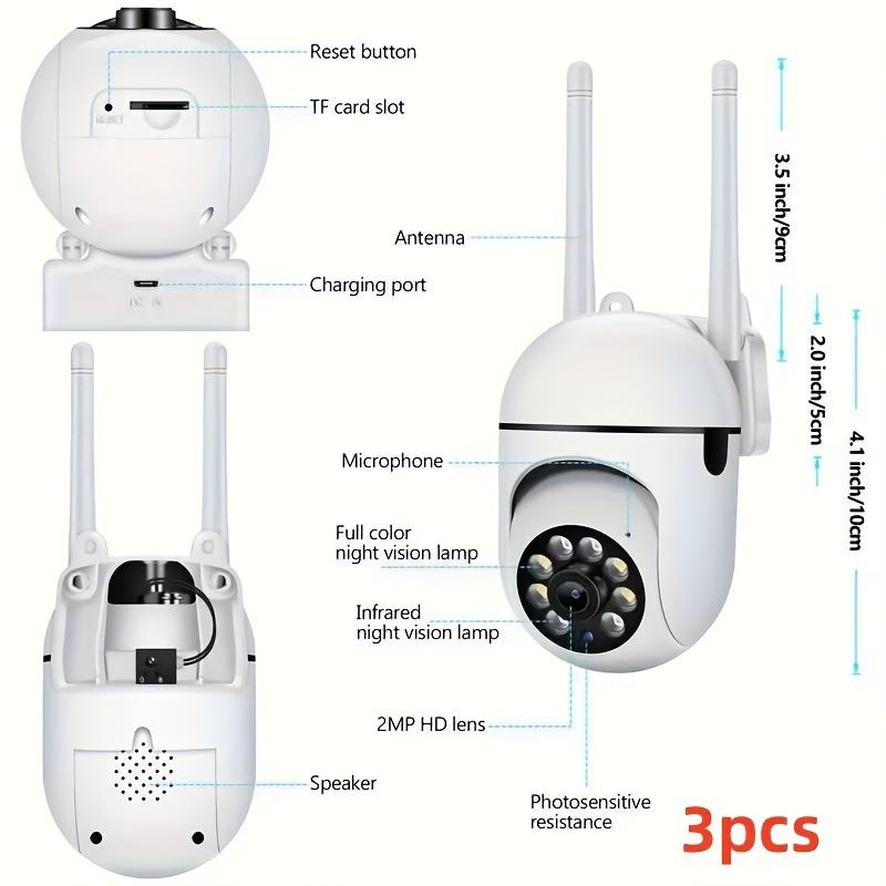 3Pcs 2MP Security Camera Wireless Security Camera System Monitor Your Home And Pets Day And Night With 2.4Ghz WIFI (Only Support 2.4Ghz), Night Vision, Pet Room Cam