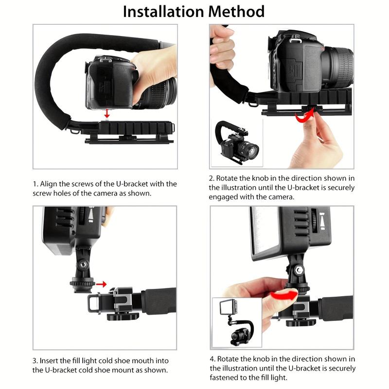 U C Shape Portable Handheld DV Bracket Stabilizer, Multifunction Adjustable Smart Phone Video Rig for Camera Action & Camcorder