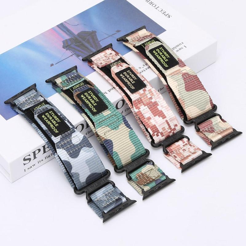 Fashionable Camouflage Pattern Watch Band (Band Only), 1 Count Woven Design Nylon Sports Replacement Watch Band for Men & Women, Smart Watch Accessories Compatible with Apple Watch Series 9 8 7 6 5 4 3 2 1 SE Ultra