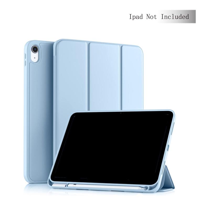 Portable Foldable Pen Slot Design Tablet Case, 1 Count Simple Tablet Protective Cover Compatible With iPad 10th