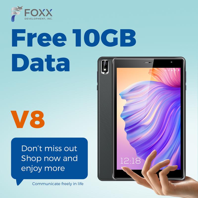 10GB DATA INCLUDED, NO NEED WIFI Tablet Android, FOXXD V8 Tablet - 8.25