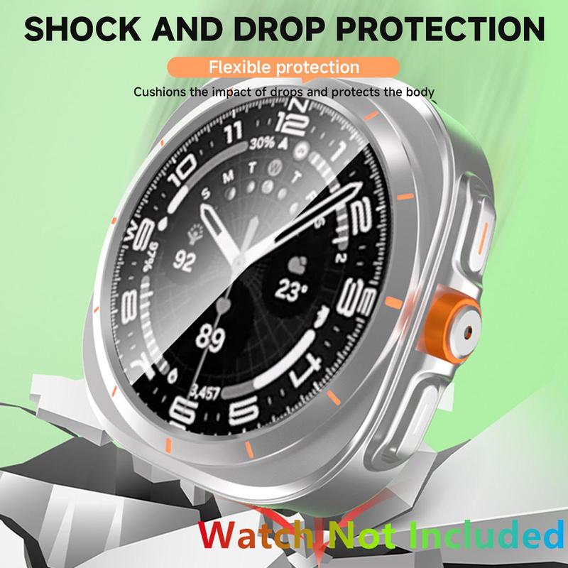 Watch Case with Tempered Glass Screen Protector, Smart Watch Protective Cover, Wearable Accessories Compatible with Samsung Galaxy Watch 7 6 40mm 44mm