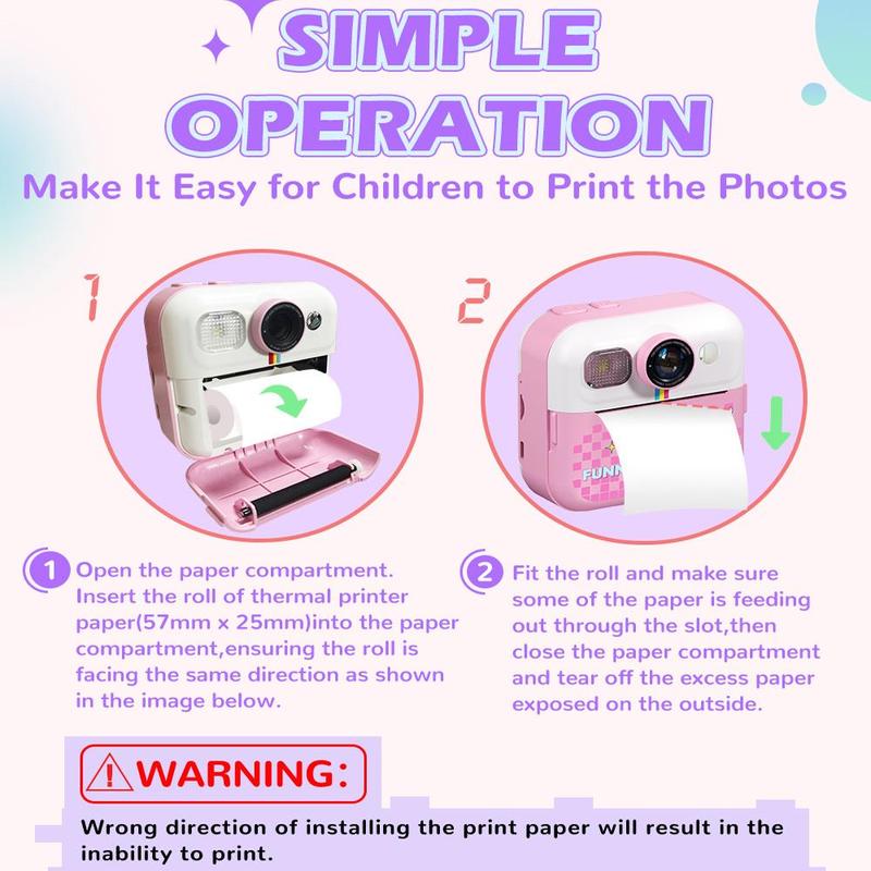 KGG Instant Print Camera, Instant Print Camera with 32G SD Card & Color Pens & Lanyard & Printing Paper, Digital Camera for Girls Boys, Birthday Gift