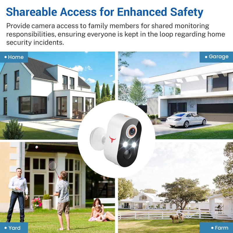 Security Cameras Wireless Outdoor, 1080P Battery Power WiFi Surveillance, Indoor Home Camera with 2-Way Audio, Smart AI Human Detection, Color Night Vision, Cloud Storage, Live View