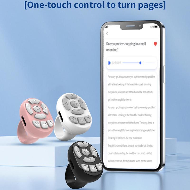 Wireless Remote Control Ring, 1 Count Selfie Video Controller for Phone, Automatic Page Turner for Various APP, Mobile Remote Control