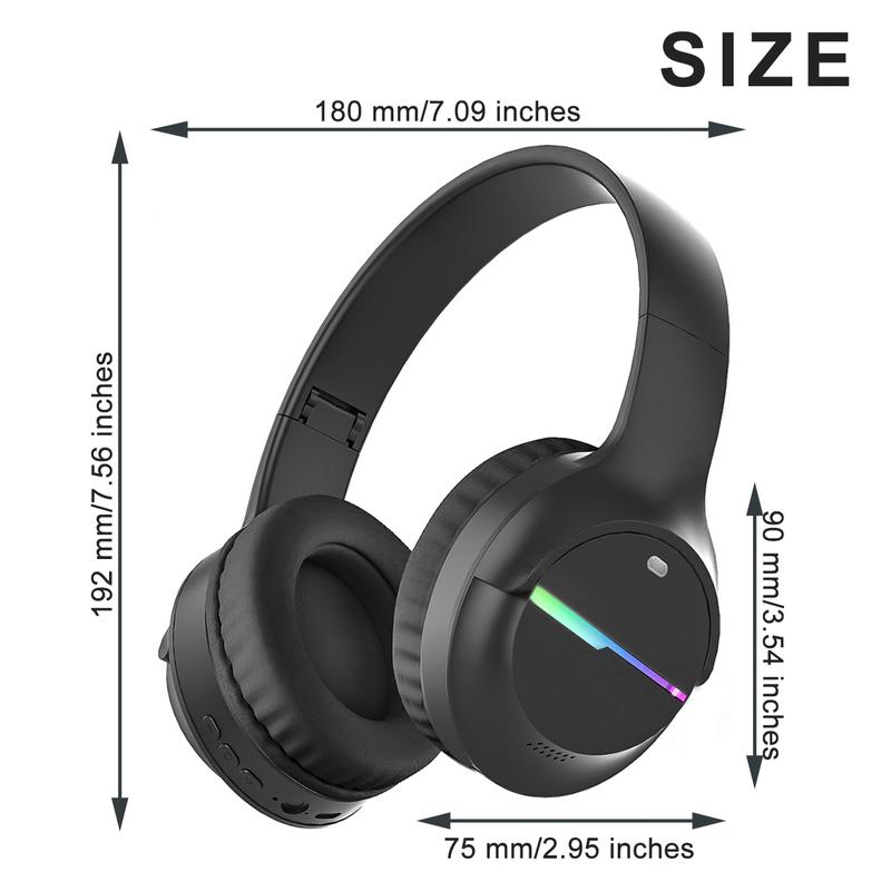 Kids Gift Bluetooth Headphones, Kids Headphones Wireless with LED Light Up, Built-in Mic, Over-Ear Foldable Bluetooth 5.3 Headphones for Christmas Gifts Halloween Gifts