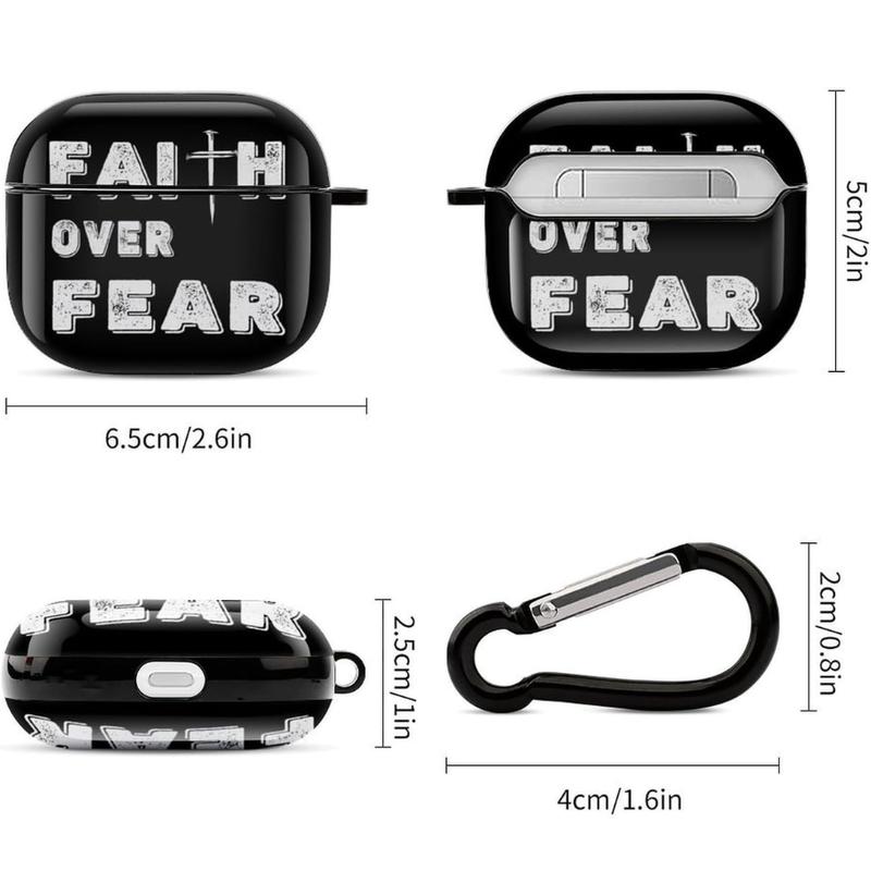 Jesus Faith Over Fear Christian Bluetooth Earbuds Case Cover for Airpods 3 with Keychain,Unisex Shockproof Protective Wireless Charging Case Cover