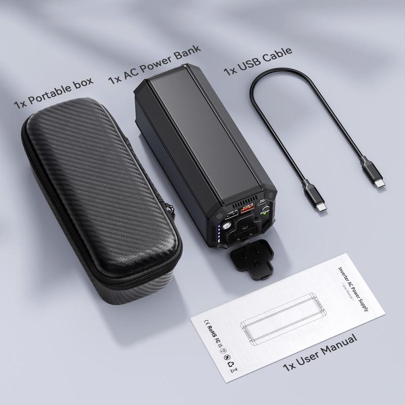 Power Bank with AC 100W,Portable Laptop Charger,98Wh 27000mAh External Battery for Laptop,PD 65W Type-C,Compatible for Outdoor RV Camping Travel Emergency Backup Home