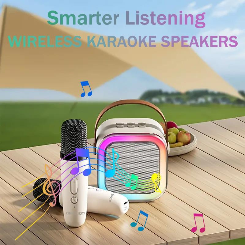 Portable Mini Wireless Speaker with Microphone, Rechargeable RGB Light Small Speaker, Handheld Karaoke Microphone Speaker Machine for Home Party