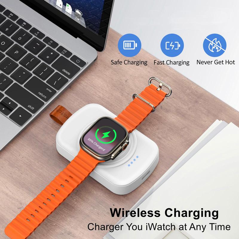 Portable Charger, 1 Count 1800mAh Travel Keychain Accessories, Wireless Magnetic Charger for iWatch Series 9 8 7 SE 5 4 3 2  UItra UItra 2