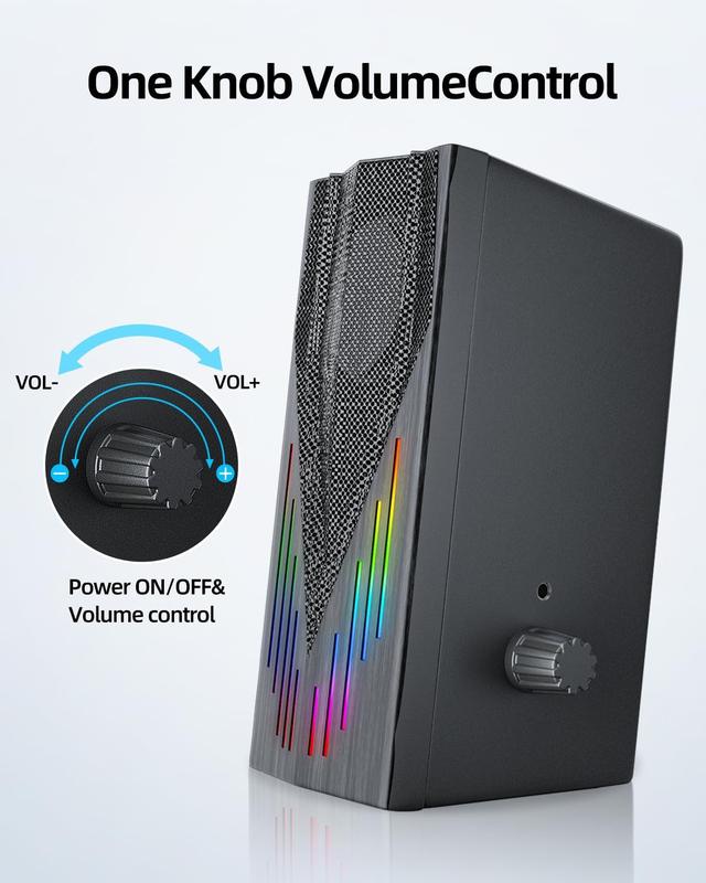 Computer Speakers for Desktop,Computer Speakers for Laptop,Gaming Speakers with Volume Control,Colorful RGB Lights with 3.5 mm Aux,Computer Speakers for PC,Desktop,Laptop