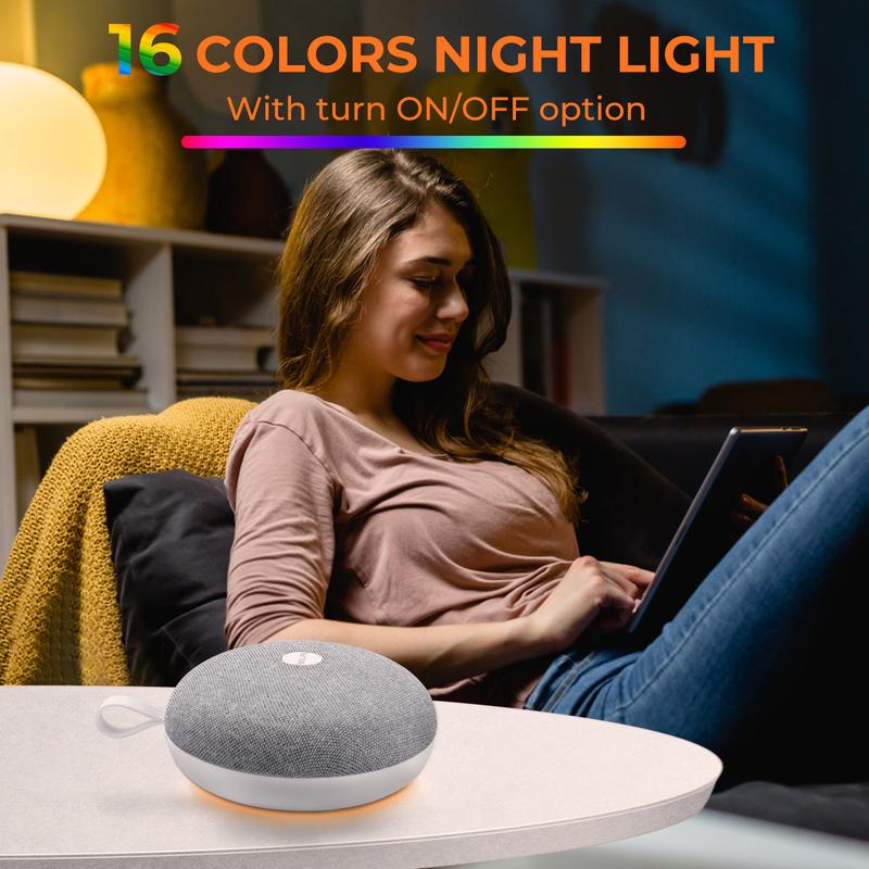 Fulog Sound Machine with 30 Soothing Sounds, 16 Colors Night Light, and White Noise for Adults, Baby and Kids - Memory Function, 36 Volume Levels, 5 Timers - Home, Office and Travel - Audio Emitter,Perfect Gift Christmas,Thanksgiving Day