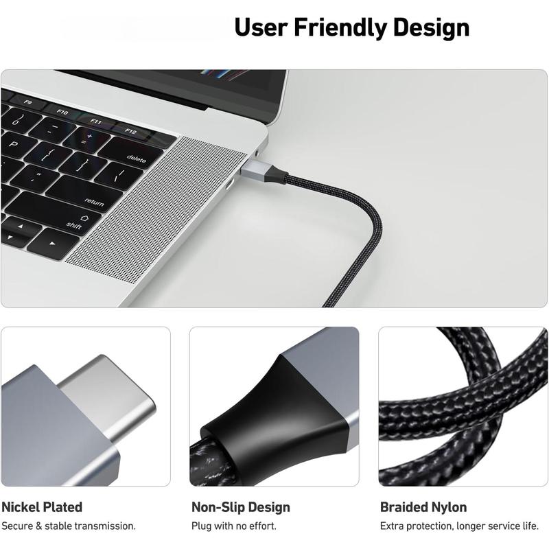 USB C to HDMI 6ft Cable[4K@60Hz, Aluminum Shell, Nylon Braided], USB Type-C[Thunderbolt 3 4] to HDMI Compatible with Phone 15 Pro Max, Book Pro Air 2023, Pad Pro, Surface Book 2 More