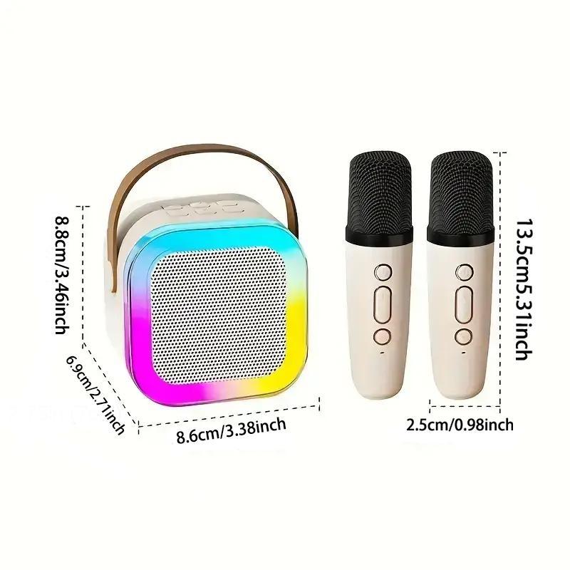 Portable Mini Wireless Speaker with Microphone, Rechargeable RGB Light Small Speaker, Handheld Karaoke Microphone Speaker Machine for Home Party