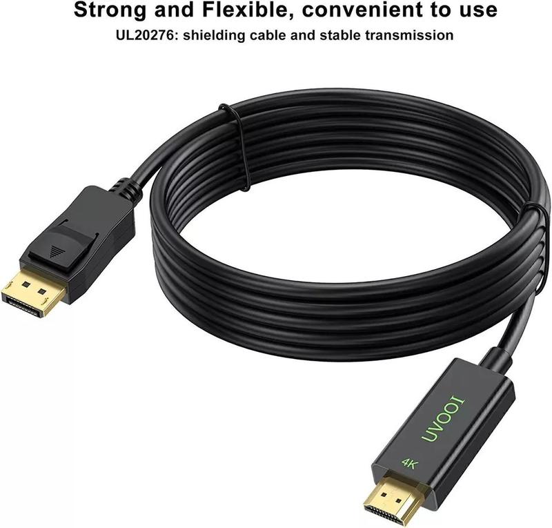 10FT Display Port DP to HDMI Cable 4K HDR Adapter Cord for Lenovo HP ASUS Dell