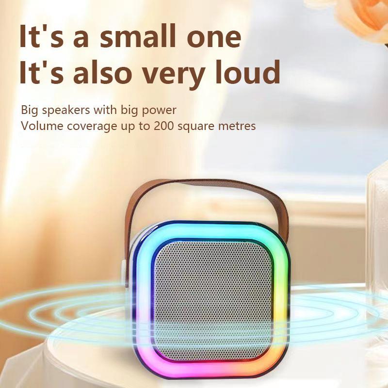 Portable Mini Wireless Speaker with Microphone, Rechargeable RGB Light Small Speaker, Handheld Karaoke Microphone Speaker Machine for Home Party