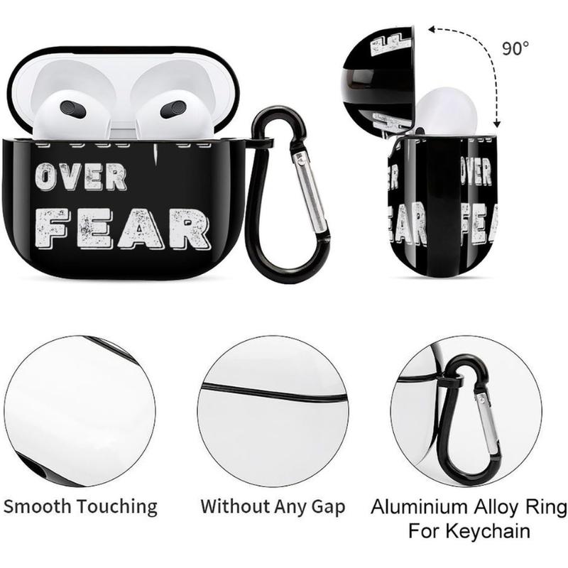 Jesus Faith Over Fear Christian Bluetooth Earbuds Case Cover for Airpods 3 with Keychain,Unisex Shockproof Protective Wireless Charging Case Cover