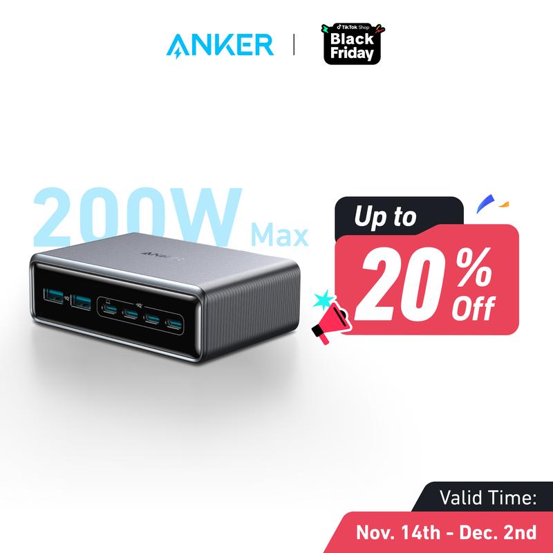 [Black Friday Deal]  Anker Prime Charger (200W, 6 Ports, GaN) Desk charging 6-in-1