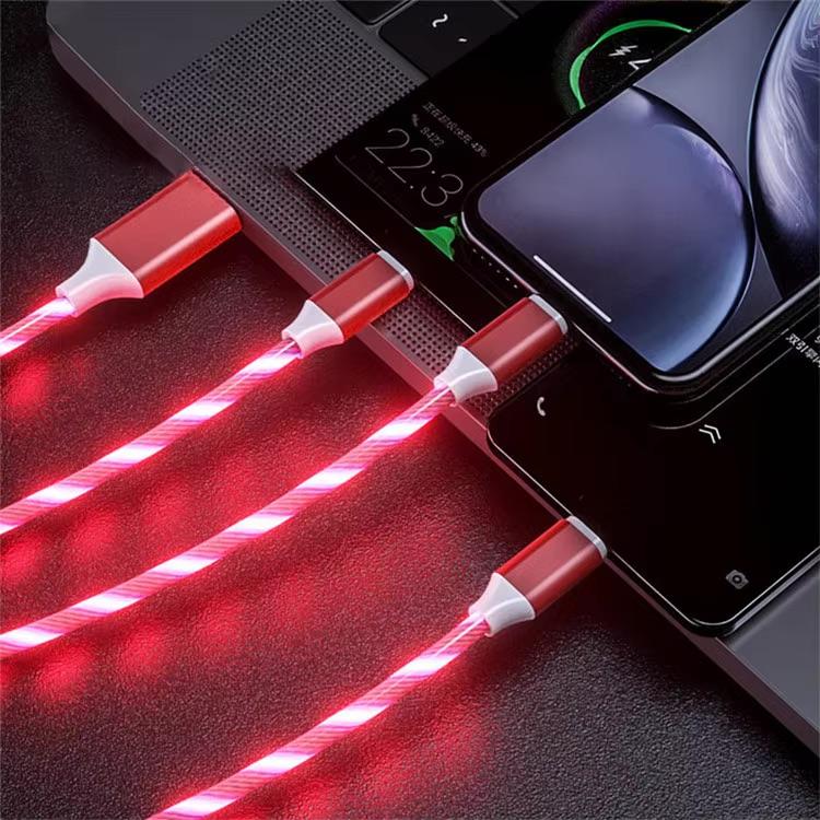 3 in 1  Charging Cable,  Glowing LED Light Charging Cable Compatible with: iPhone - Type C - Micro USB C, Charges: iPhone, iphone 17 charger ,iPad, Samsung Galaxy, Xperia, Android Smartphones Electronic Cellphone Electronic Cellphone