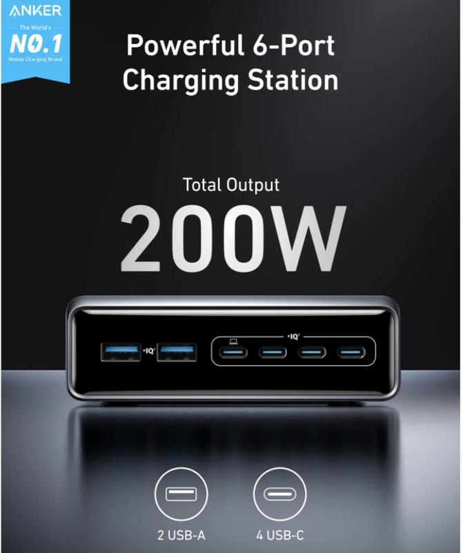 [Black Friday Deal]  Anker Prime Charger (200W, 6 Ports, GaN) Desk charging 6-in-1