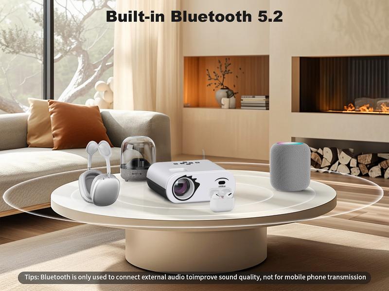 Portable HD Projector,5G WIFI Bluetooth, Outdoor TV,USB-C PowerBank Supply,Powerbank, Support Native 1080P TV Outdoor and Home Projectors,Mini Projector with 84