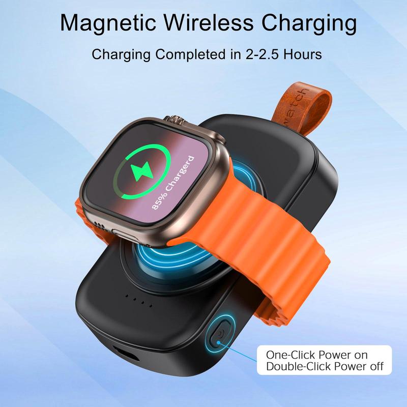 Portable Charger, 1 Count 1800mAh Travel Keychain Accessories, Wireless Magnetic Charger for iWatch Series 9 8 7 SE 5 4 3 2  UItra UItra 2