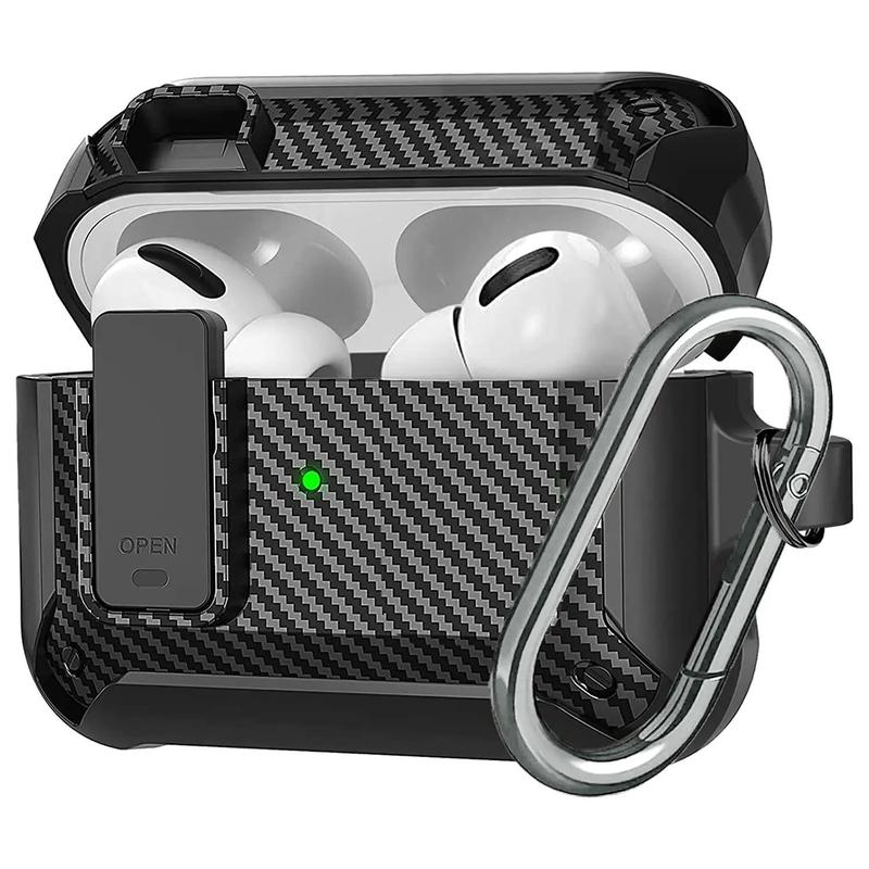 Carbon Fiber Design Earphone Case, Anti-fall Earphone Protector Cover, Earphone Protective Case Compatible with Apple Airpods 1 2 3 Pro