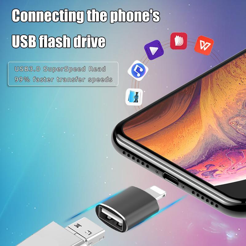 USB OTG Adapter, High Speed Data Transfer for iPhone iPad, Compact Portable Adapter for Watch Movies and Documents Anytime and Anywhere