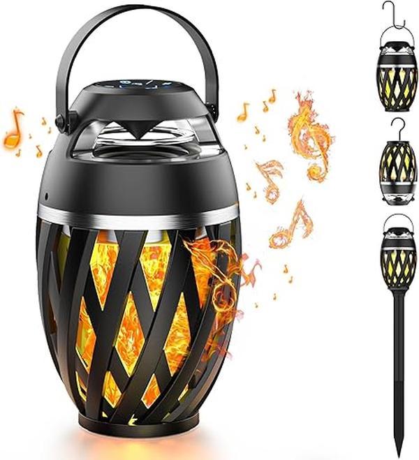 Xpoovv Outdoor Speakers wireless Waterproof, Gifts for Men Women Dad Mom Father, LED Flame Speaker Portable Wireless Speakers with Stakes Poles Hook Loud Sound 24H Playtime for Patio Party Camping,Perfect Gift for Thanksgiving and Christmas!