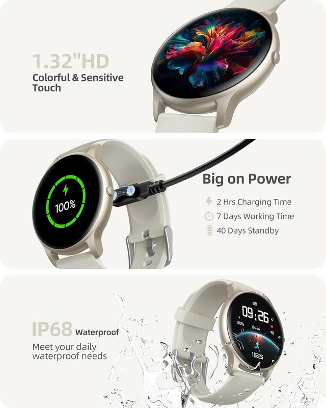 Smart Watch(Answer Make Calls), Smartwatch for Women Men, 100+ Sport Modes Heart Rate Blood Oxygen Sleep Tracker, Pedometer, IP68 Waterproof Fitness Tracker for Android iPhone, Starry Silver