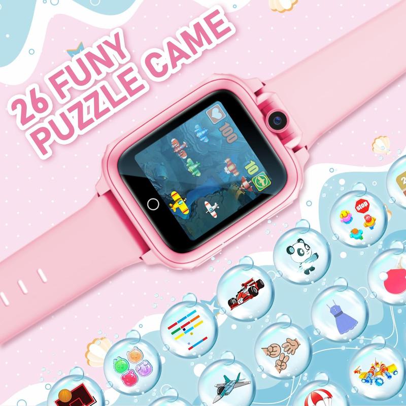 Smart Watch for Kids, Kids Watch with 26 Games Camera Video Recorder Music Alarm Calculator Calendar Flashlight Stopwatch Pedometer, Fun Birthday Gifts Girls Watch Toys for 4-16 Year Olds Pink