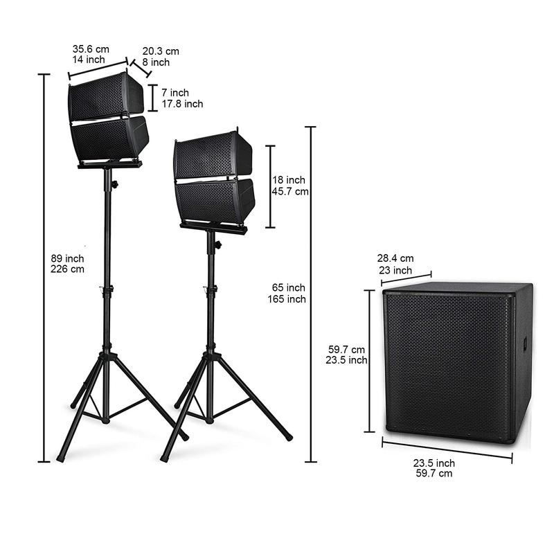 18-inch 5000W PRORECK CLUB 4000 2.1 Channel Stereo PA Speaker with 4x6.5-inch Line Array Audio Speakers, 1x18 Inch Subwoofer, controlled by Smartphone yamaha speakers