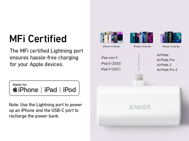 Anker Nano Power Bank (12W, Built-In Lightning Connector)