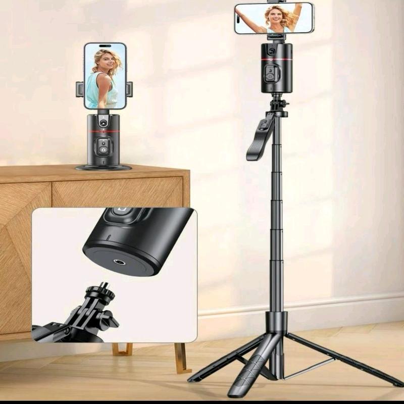 Combo Pack- TikTok CellPhone Remote Control Scrolling + Gimbal Auto Face Tracking + Separate Extendable Selfie Stick Tripod+ Remote Control w  2 Piece LED Lights. 360° Rotatable Camera Stand IPhone Tracking Holder, Stabilizer Selfie Accessories Smartphone