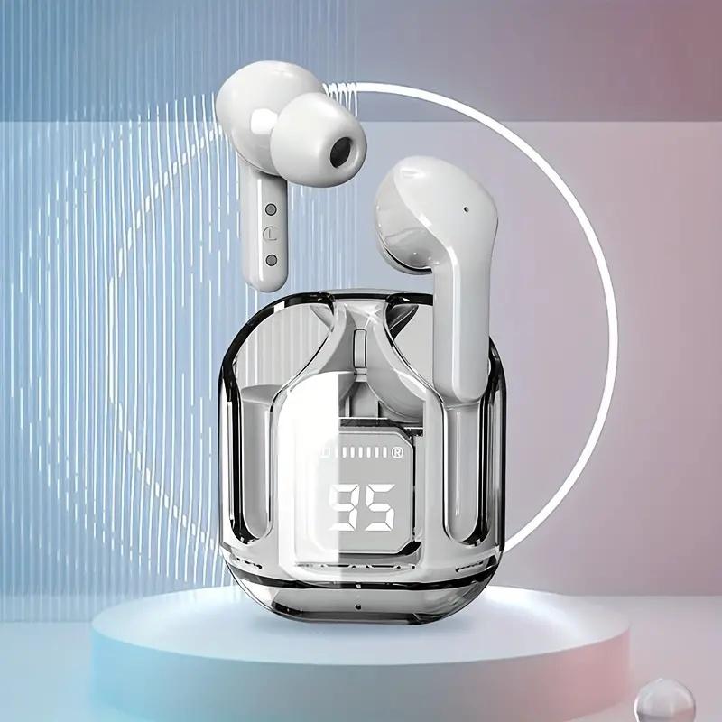 {BUY 1 GET 1 FREE！}Transparent Design Wireless Earphone, TWS Bluetooth V5.3 Headset With Digital Display. Electronic Audio Headphones Earbuds