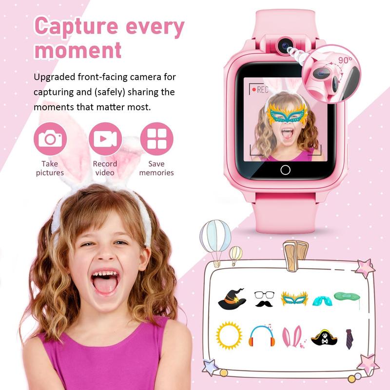 Smart Watch for Kids, Kids Watch with 26 Games Camera Video Recorder Music Alarm Calculator Calendar Flashlight Stopwatch Pedometer, Fun Birthday Gifts Girls Watch Toys for 4-16 Year Olds Pink