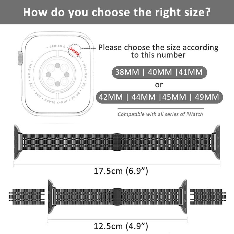 Stainless Steel Watch Band (Band Only), Business Watch Band for Women, Fashion Wearable Accessories Compatible with iWatch Series