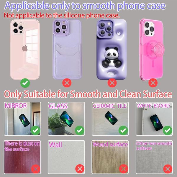 Silicone Suction Cup Phone Case Mount Double Sided for iPhone and Android -Light Pink -Smartphone, Mobile Smartphone Cellphone Holder Stand octo buddy tiktok creator