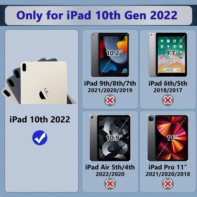 Case for iPad 10th Generation 10.9 Inch 2022, [Built-in Pencil Holder] Heavy Duty Shockproof Rugged Protective Case for iPad 10.9 Inch 2022 Release, Black