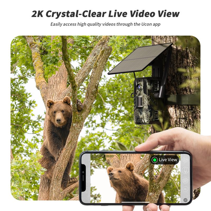 [Black Friday Deal]3rd Gen 4G LTE Cellular Trail Cameras with 2K Live Streaming, Built-in SIM Card, UNLIMITED Data Plan, NOT SUPPORT WIFI, Motion Activated 0.2s Trigger Time, Solar Powered, Waterproof, Hunting Wireless Trail Camera Security