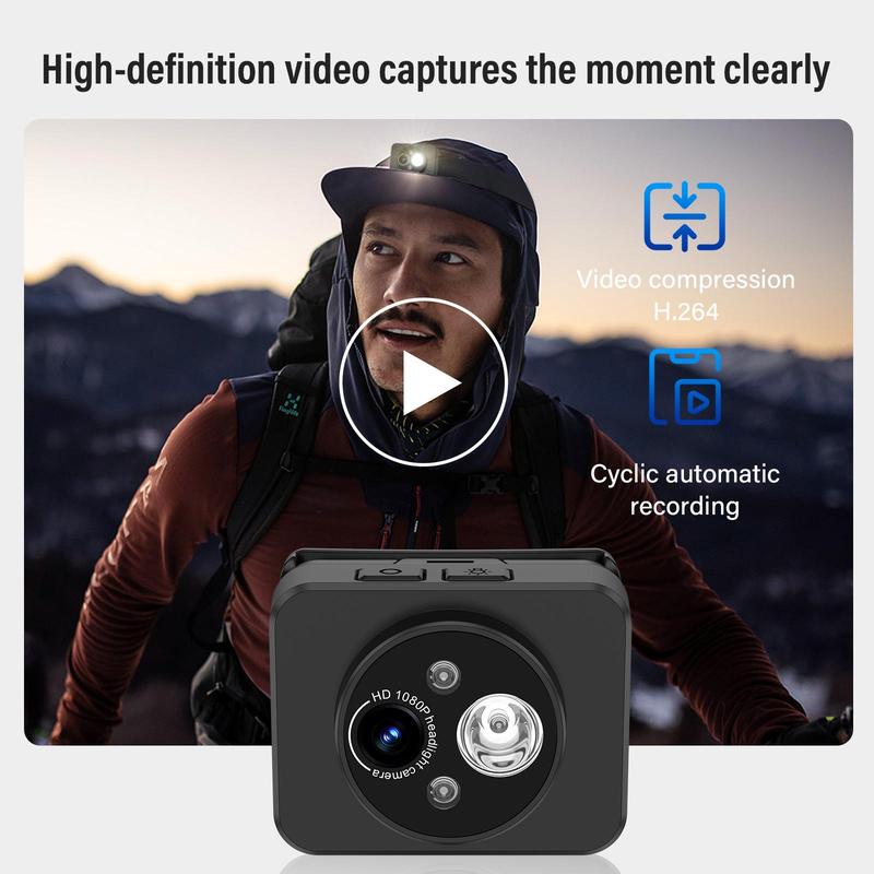 2K Head Mounted Action Camera, Outdoor Sports Camera, Wearable Sports DV with High Brightness LED Light, Video Recorder with LED Night Vision Sensor