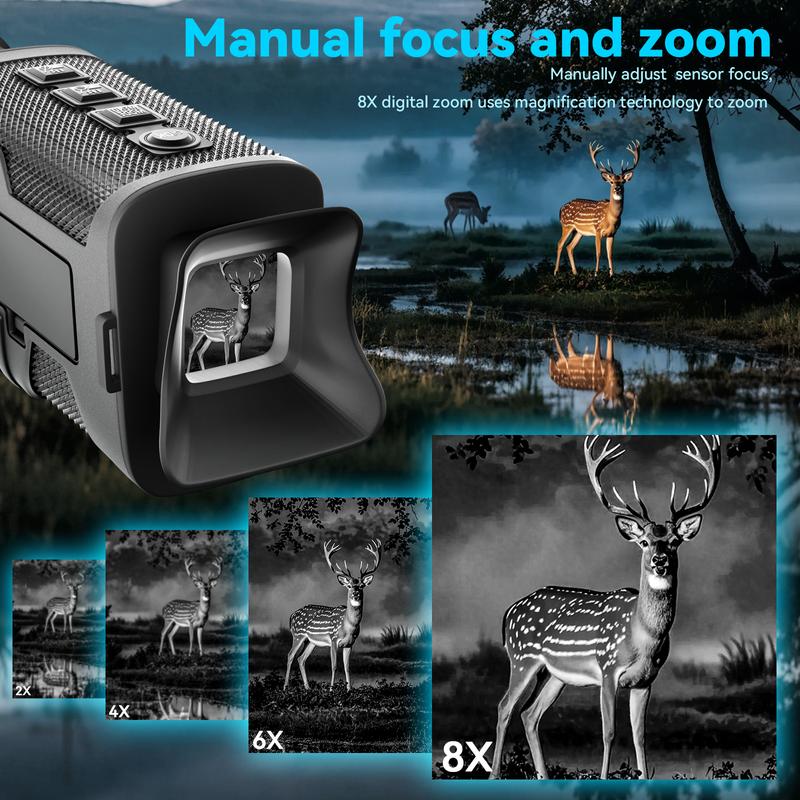 4K Infrared Night Vision Goggles for Adults - Night Vision Binoculars For Outdoor, can Save Photo and Video with 32GB TF Card,8X Zoom Camera, Adjustable Brightness， for Hunting, Camping and Outdoor Adventures