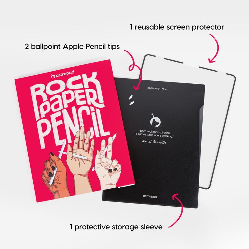 Rock Paper Pencil   Matte iPad Screen Protector + Apple Pencil Tips Computer Cover