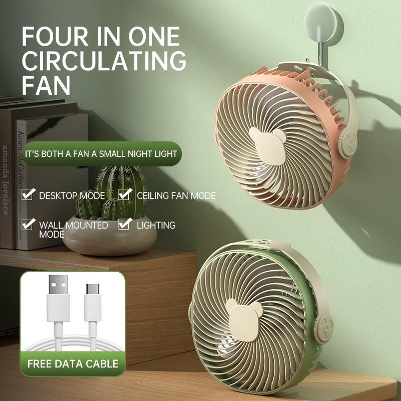 Household Wall Mounted Fan, 1 Count USB Rechargeable Cooling Fan, Multifunctional Tabletop Fan, Summer USB Fan for Home Office Bedroom Use