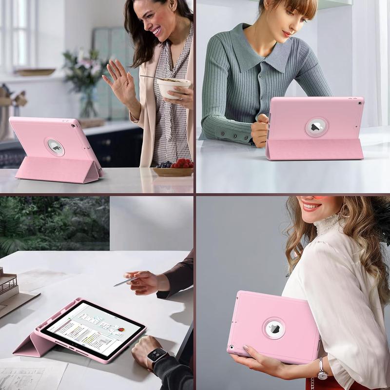 Case for iPad 9th Generation    iPad 8th Generation    iPad 7th Generation 2019 with Pen Holder, iPad 10.2 Case with Soft TPU Back Stand Cover, to Wake Sleep, Light Pink,light, Comfort,Easy to operate